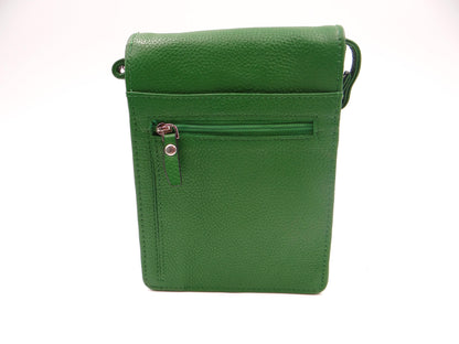 Second Nature Leather Traveller Cross Body Bag  - Monstera Green # CB6