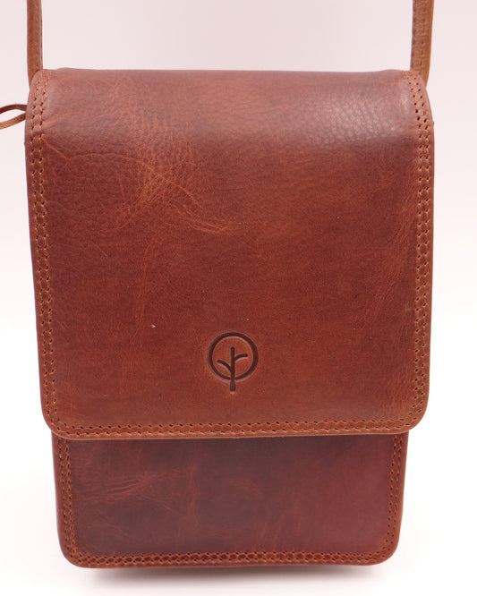 Second Nature Leather Traveller Cross Body Bag  - Tan # CB6