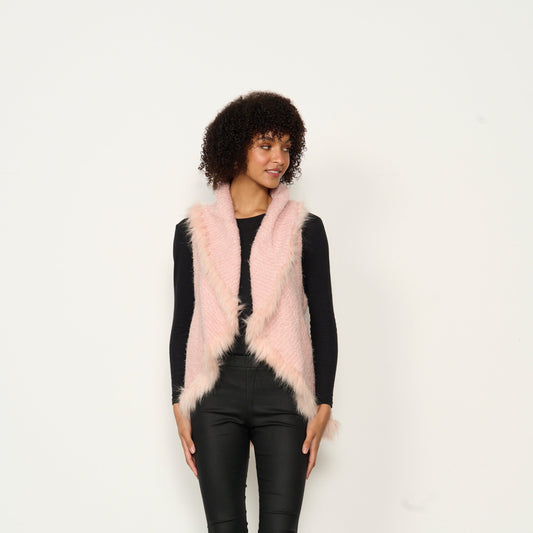 Caju Vest with Faux Fur Trim - Pink  #787