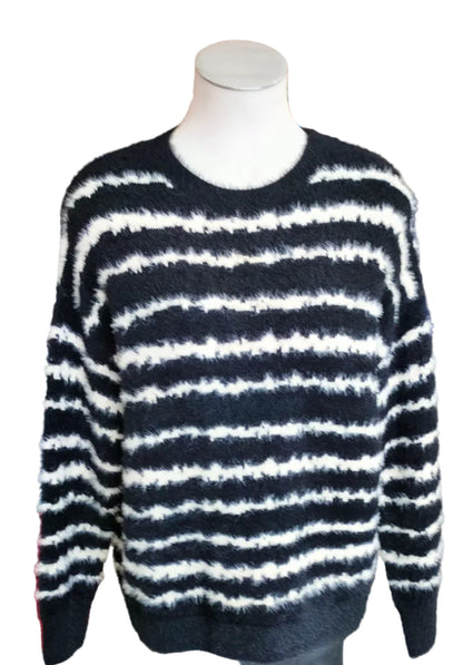 PRE OWNED Storm black and white stripe jumper
