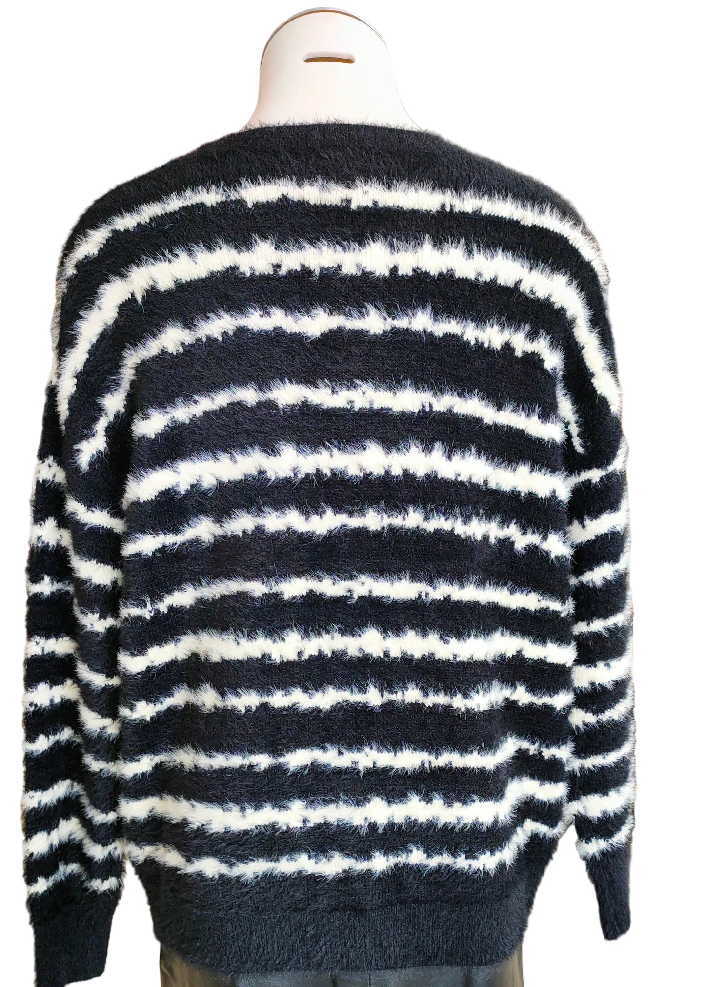 PRE OWNED Storm black and white stripe jumper