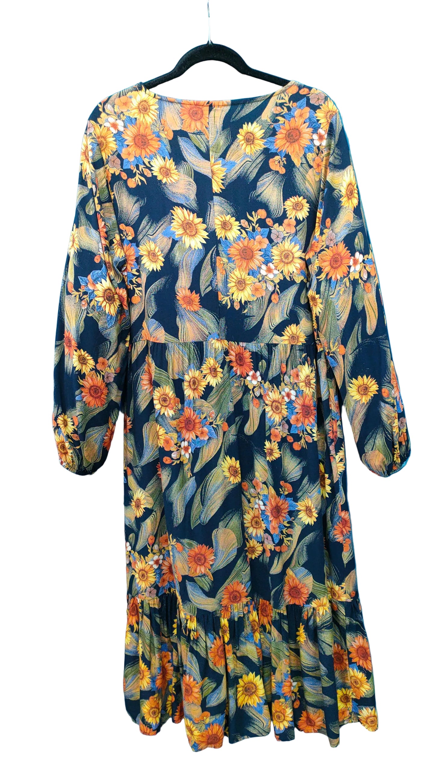 Lemon Tree Sunflower Print Midi Dress