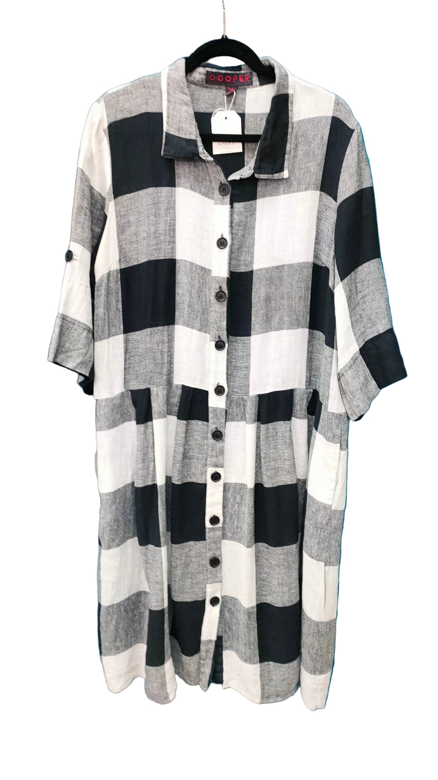 PRE OWNED Cooper Buffalo Check Shirt Dress - Black and White