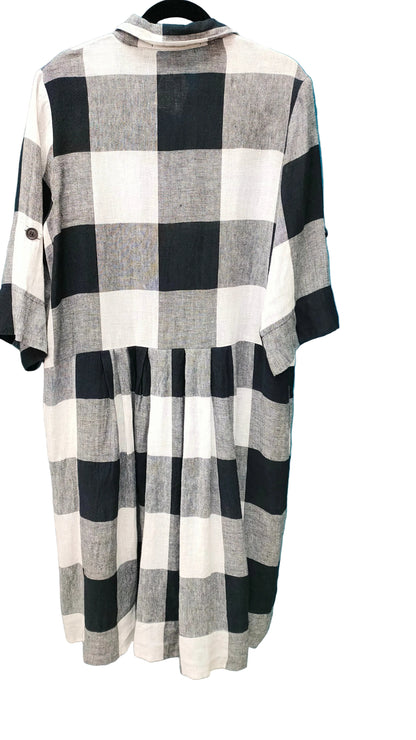 PRE OWNED Cooper Buffalo Check Shirt Dress - Black and White