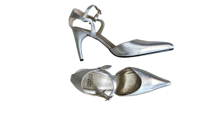PRE OWNED Charles Jourdan Paris Silver Heels