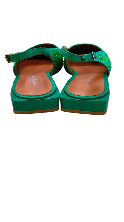 PRE OWNED Blue Illusion Margaux Rhinestone Flat - Green