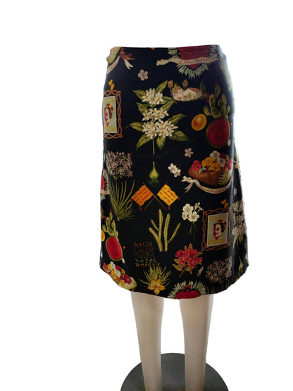 PRE OWNED Get Cutie Black Print Skirt