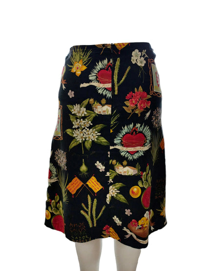 PRE OWNED Get Cutie Black Print Skirt
