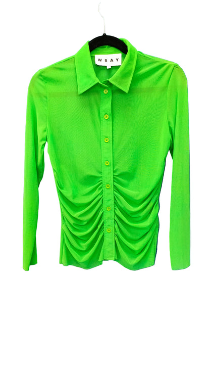 PRE OWNED Wray Green Ruched Button-Front Shirt