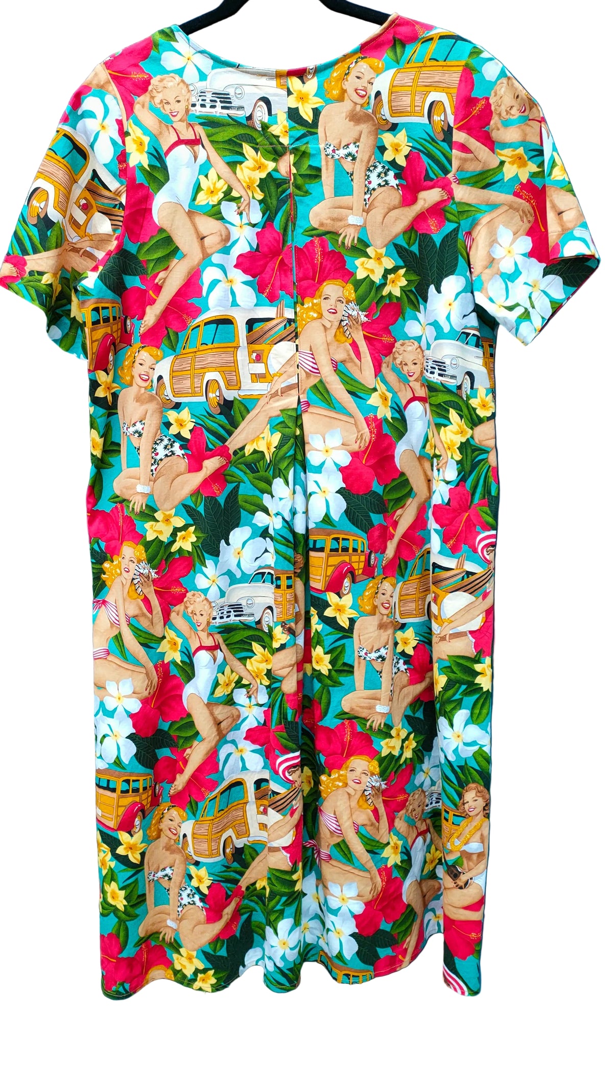 PRE OWNED David Pond Tropical Pin-Up Print Dress