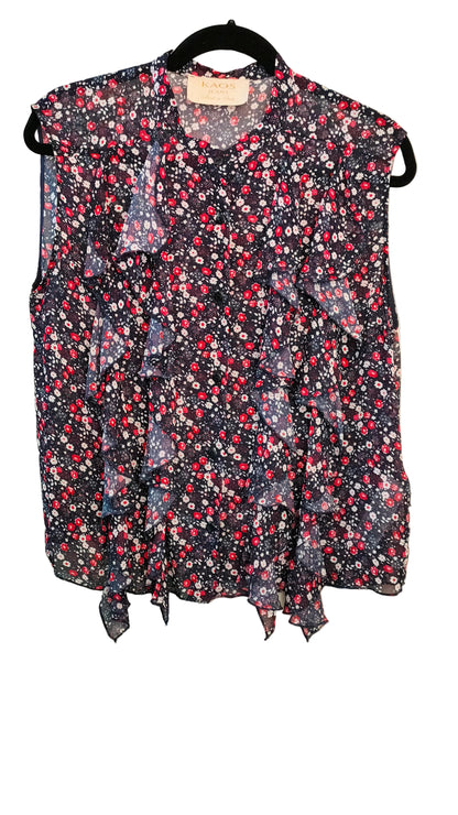 PRE OWNED Kaos Navy Floral Ruffle Blouse