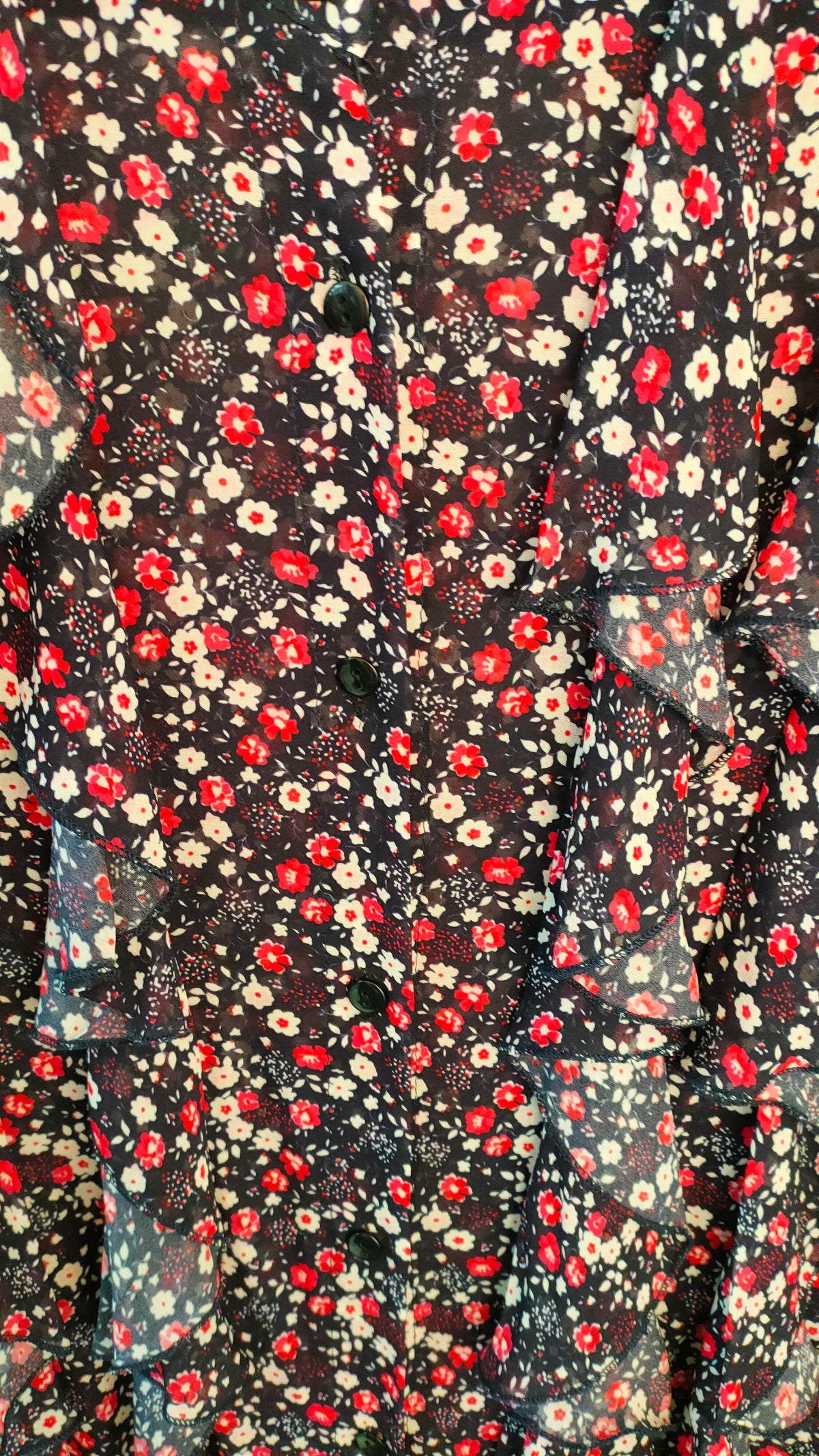 PRE OWNED Kaos Navy Floral Ruffle Blouse