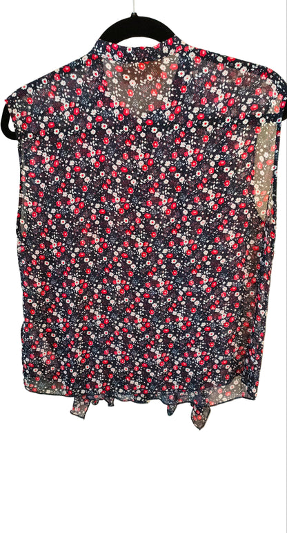 PRE OWNED Kaos Navy Floral Ruffle Blouse