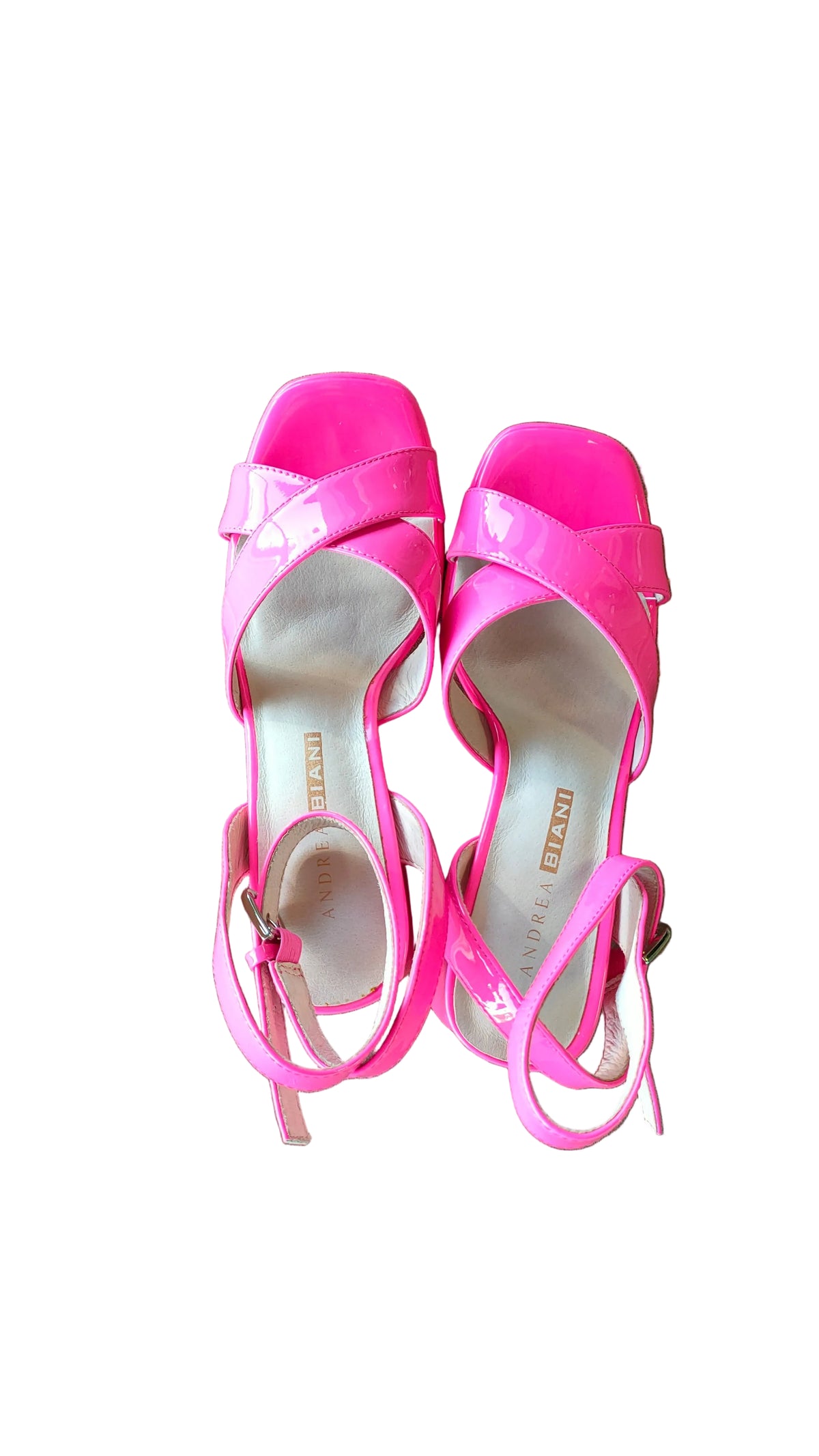 PRE OWNED Andrea Biani Hot Pink Patent Leather Sandals