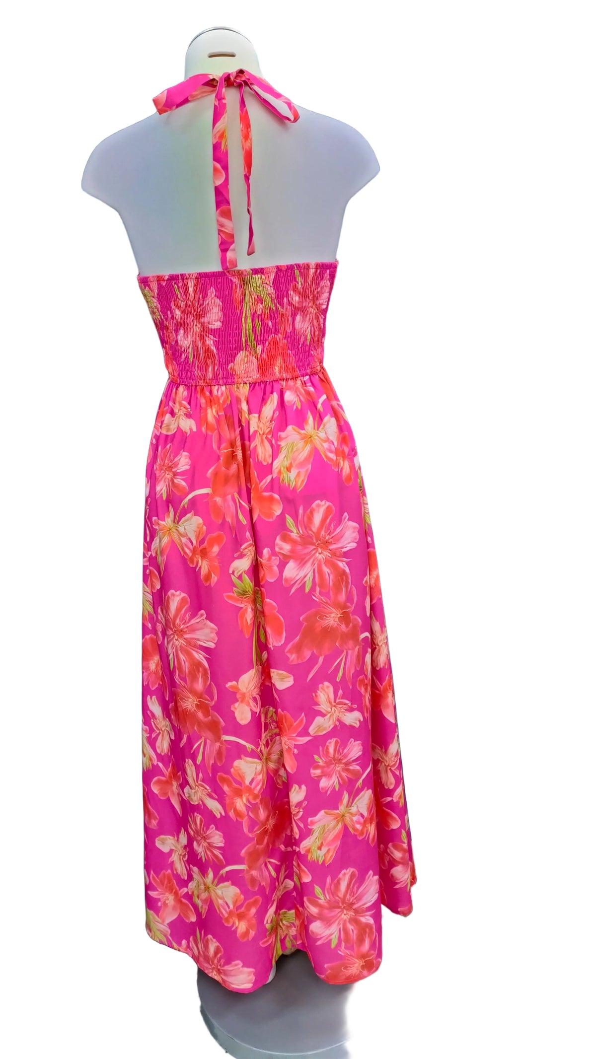 PRE OWNED Petal & Pup Pink Floral Halter Maxi Dress