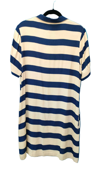 PRE OWNED Sylvester Navy & Cream Stripe Lace-Up Dress