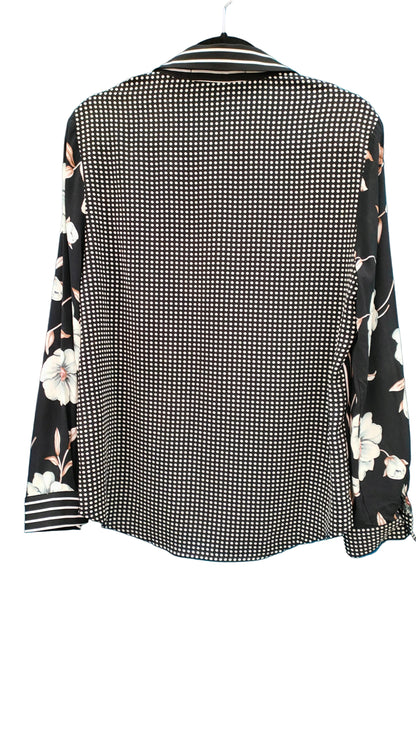 PRE OWNED Vassalli Black and White Mixed Print Shirt