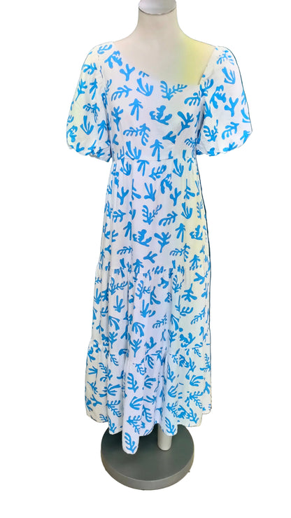 PRE OWNED All About Eve Blue & White Print Dress