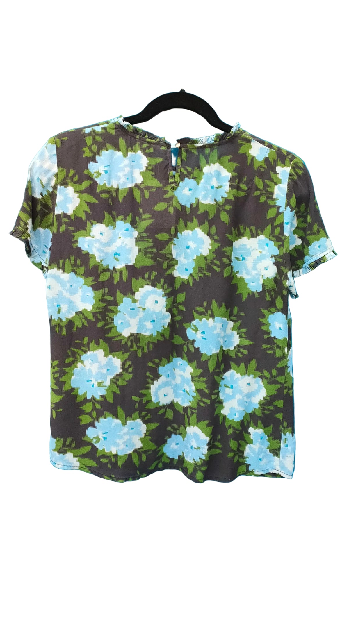 PRE OWNED Kate Sylvester Blue & Green Mosaic Floral Top