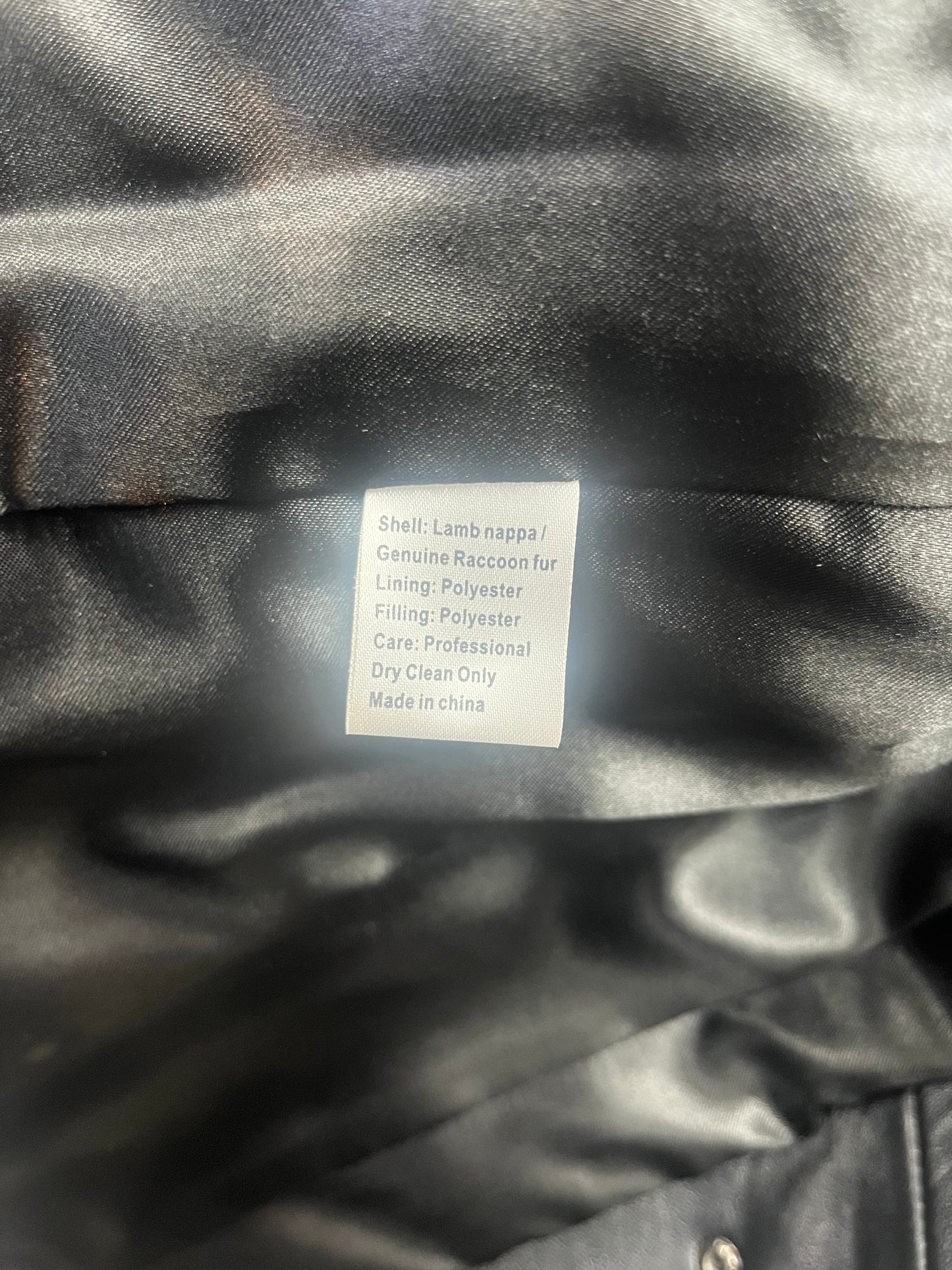 PRE OWNED Donna Lepure NewYork Black Leather Jacket with Fur Trim