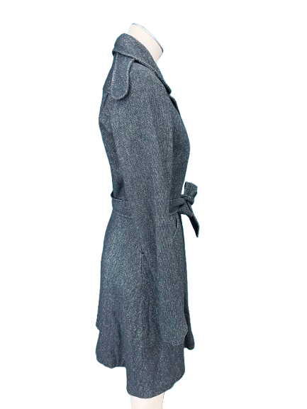 PRE OWNED Karen Walker Wool Blend Blue/Black/White Marle Coat