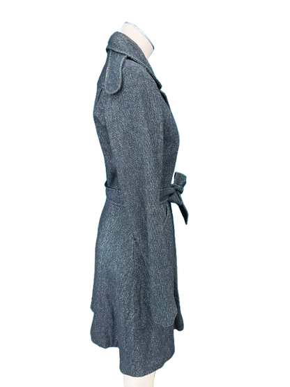 PRE OWNED Karen Walker Wool Blend Blue/Black/White Marle Coat