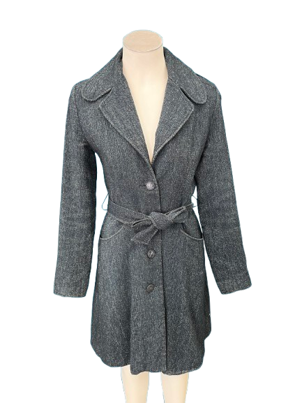 PRE OWNED Karen Walker Wool Blend Blue/Black/White Marle Coat