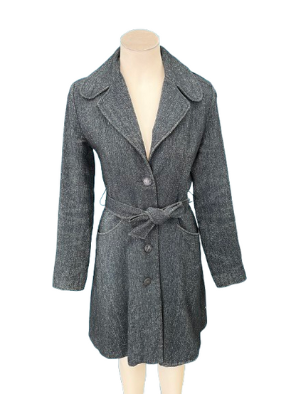 PRE OWNED Karen Walker Wool Blend Blue/Black/White Marle Coat