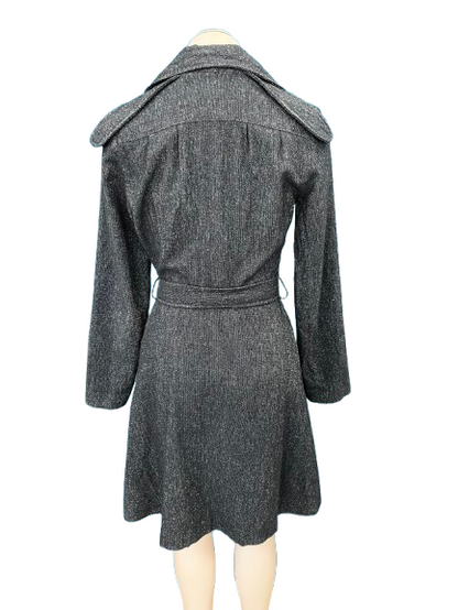 PRE OWNED Karen Walker Wool Blend Blue/Black/White Marle Coat