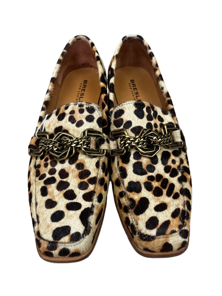 PRE OWNED Bresley Dylan Leather Loafers -  Tan Leopard