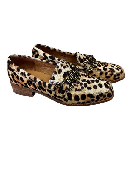 PRE OWNED Bresley Dylan Leather Loafers -  Tan Leopard