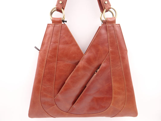 Second Nature Leather V Bag - Tan  #ST2