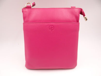 Second Nature Leather Cross Body Bag - Fuschia #ST31