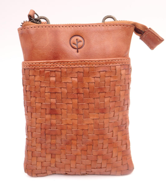 Second Nature Leather Small Crossbody Bag  - Tan ST56