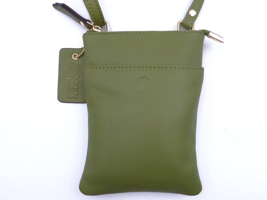 Second Nature Leather Small Cross Body Bag  - Fern  #ST57