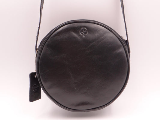 Second Nature Leather Round Cross Body Bag - Black  #ST81