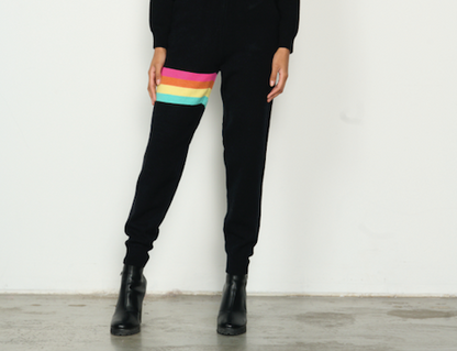 Caju Knit Pant - Black with Rainbow Trim #752