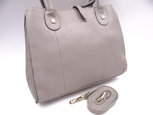 Second Nature Leather Medium Tote - Taupe  #YK12