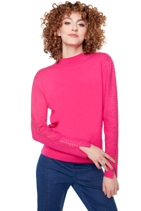 Carre Noir Jumper- Hot Pink with Rhinestones