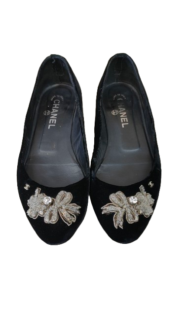 PRE OWNED Chanel Velvet Slippers