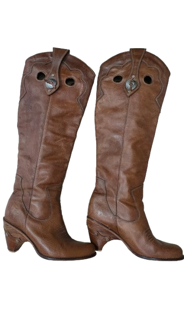 PRE OWNED Vintage Christian Dior Tan Leather Gaucho Boots (Circa 2005)