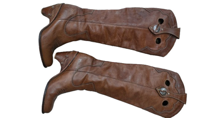 PRE OWNED Vintage Christian Dior Tan Leather Gaucho Boots (Circa 2005)