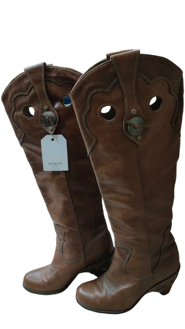 PRE OWNED Vintage Christian Dior Tan Leather Gaucho Boots (Circa 2005)