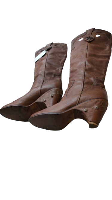 PRE OWNED Vintage Christian Dior Tan Leather Gaucho Boots (Circa 2005)