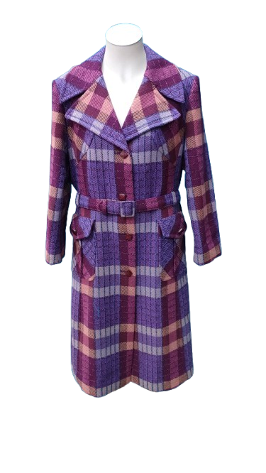 PRE OWNED Vintage Alta Moda NZ Plaid Wool Trench