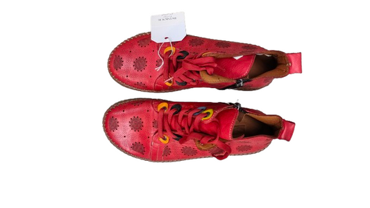 PRE OWNED Sala Europe Red Leather Ankle Boots
