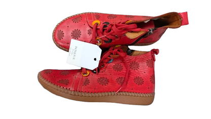 PRE OWNED Sala Europe Red Leather Ankle Boots
