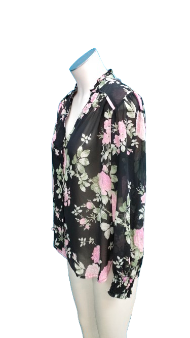 PRE OWNED Cordelia St Sheer Black/Pink Floral Shirt