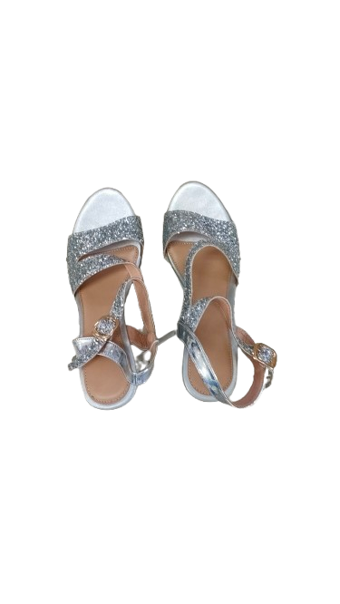 Sparkly silver glitter platform sandal top view