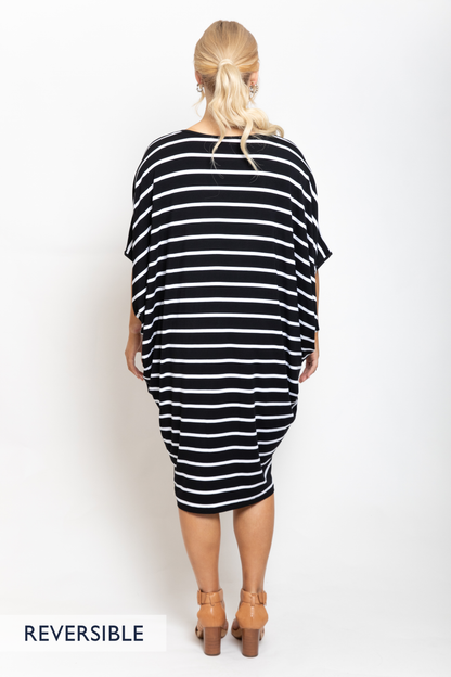 PQ Collection Miracle Dress in Black & White Stripe